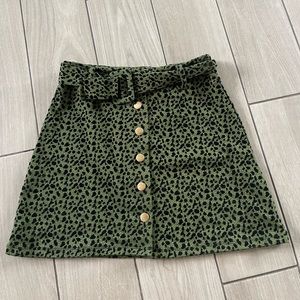 Zara Green velvet skirt with print